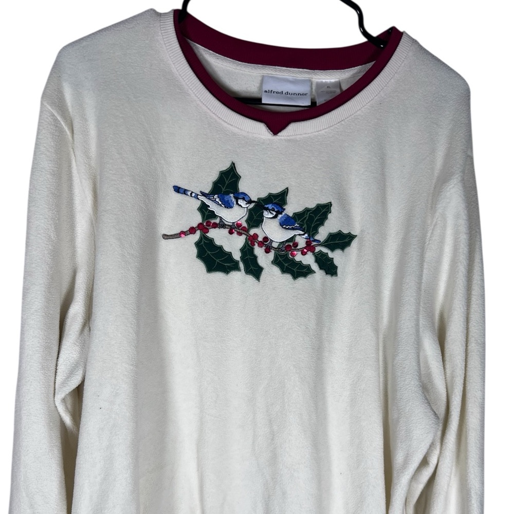Alfred Dunner Holiday Holly Blue Jay Sweater Size XL